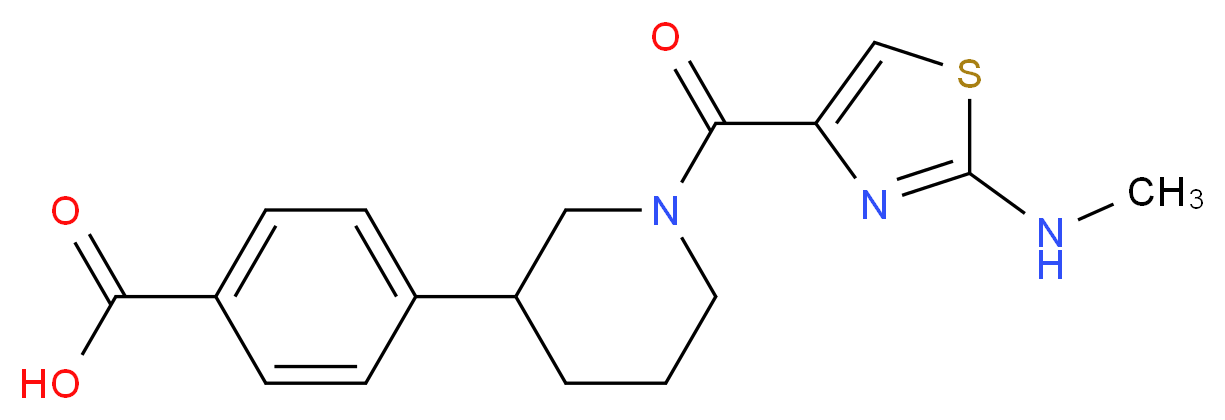 4-(1-{[2-(methylamino)-1,3-thiazol-4-yl]carbonyl}piperidin-3-yl)benzoic acid_分子结构_CAS_)