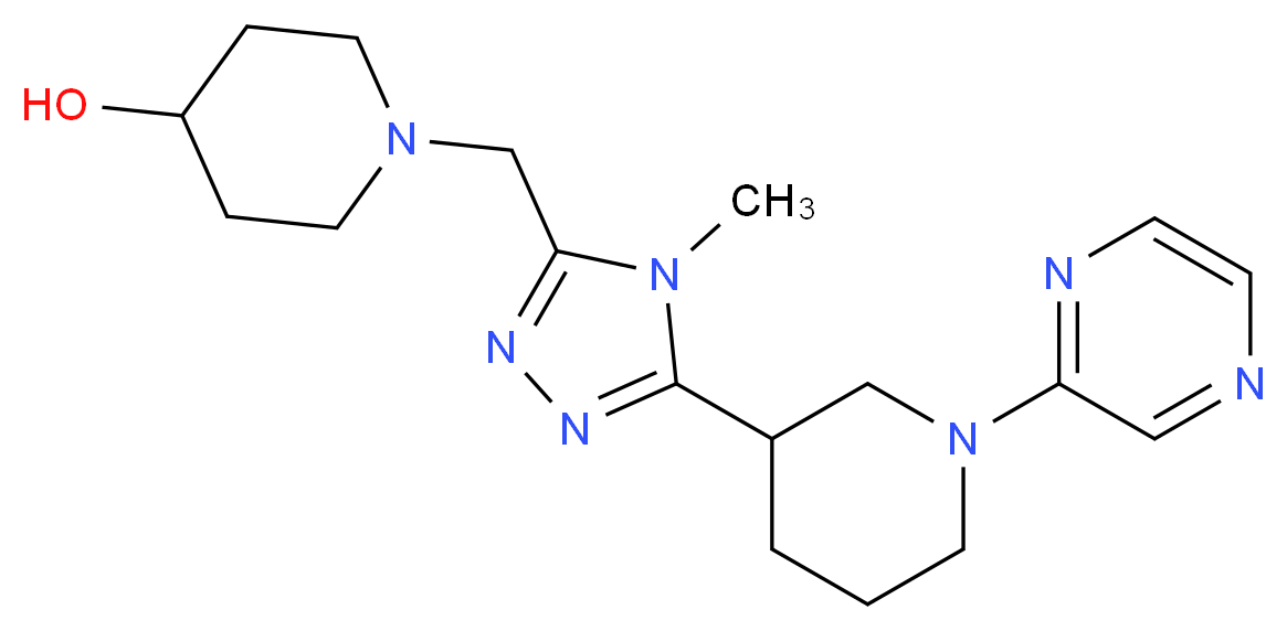 1-{[4-methyl-5-(1-pyrazin-2-ylpiperidin-3-yl)-4H-1,2,4-triazol-3-yl]methyl}piperidin-4-ol_分子结构_CAS_)