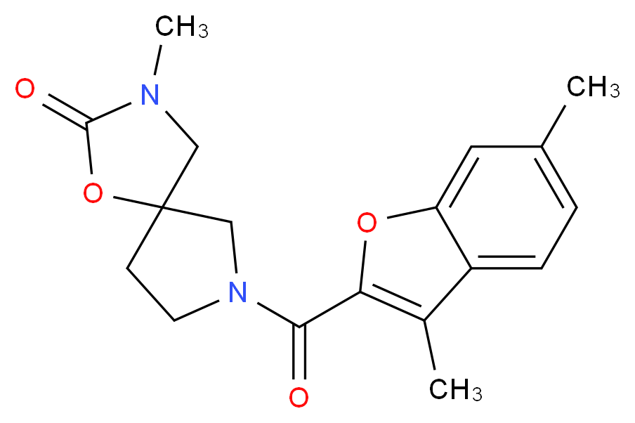 7-[(3,6-dimethyl-1-benzofuran-2-yl)carbonyl]-3-methyl-1-oxa-3,7-diazaspiro[4.4]nonan-2-one_分子结构_CAS_)