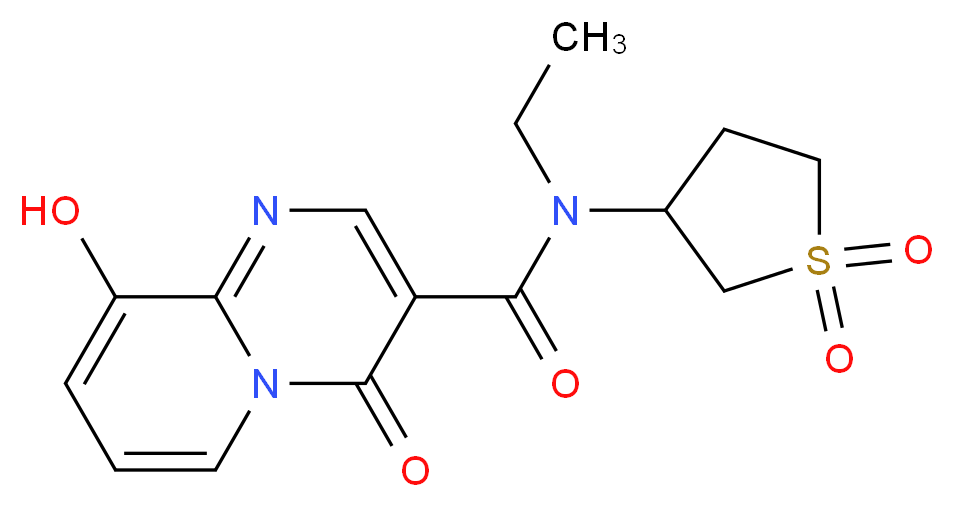 N-(1,1-dioxidotetrahydro-3-thienyl)-N-ethyl-9-hydroxy-4-oxo-4H-pyrido[1,2-a]pyrimidine-3-carboxamide_分子结构_CAS_)