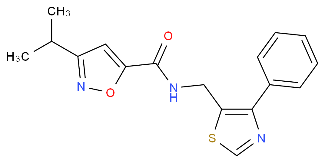 3-isopropyl-N-[(4-phenyl-1,3-thiazol-5-yl)methyl]-5-isoxazolecarboxamide_分子结构_CAS_)
