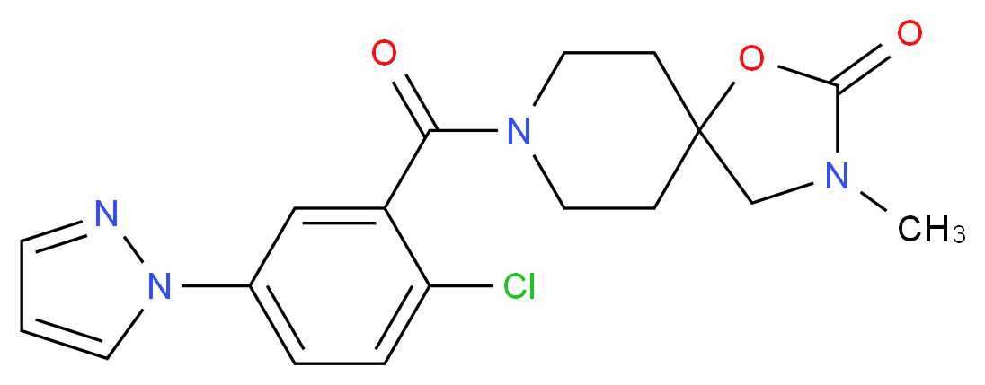 8-[2-chloro-5-(1H-pyrazol-1-yl)benzoyl]-3-methyl-1-oxa-3,8-diazaspiro[4.5]decan-2-one_分子结构_CAS_)