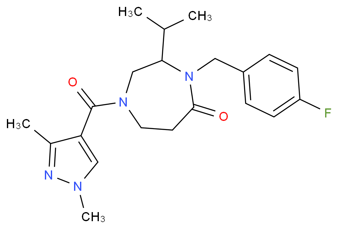 1-[(1,3-dimethyl-1H-pyrazol-4-yl)carbonyl]-4-(4-fluorobenzyl)-3-isopropyl-1,4-diazepan-5-one_分子结构_CAS_)