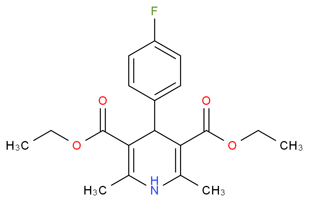 3,5-diethyl 4-(4-fluorophenyl)-2,6-dimethyl-1,4-dihydropyridine-3,5-dicarboxylate_分子结构_CAS_58395-00-9