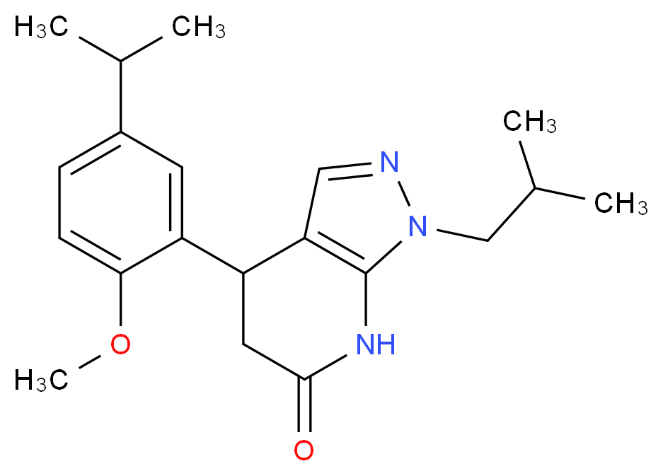 1-isobutyl-4-(5-isopropyl-2-methoxyphenyl)-1,4,5,7-tetrahydro-6H-pyrazolo[3,4-b]pyridin-6-one_分子结构_CAS_)