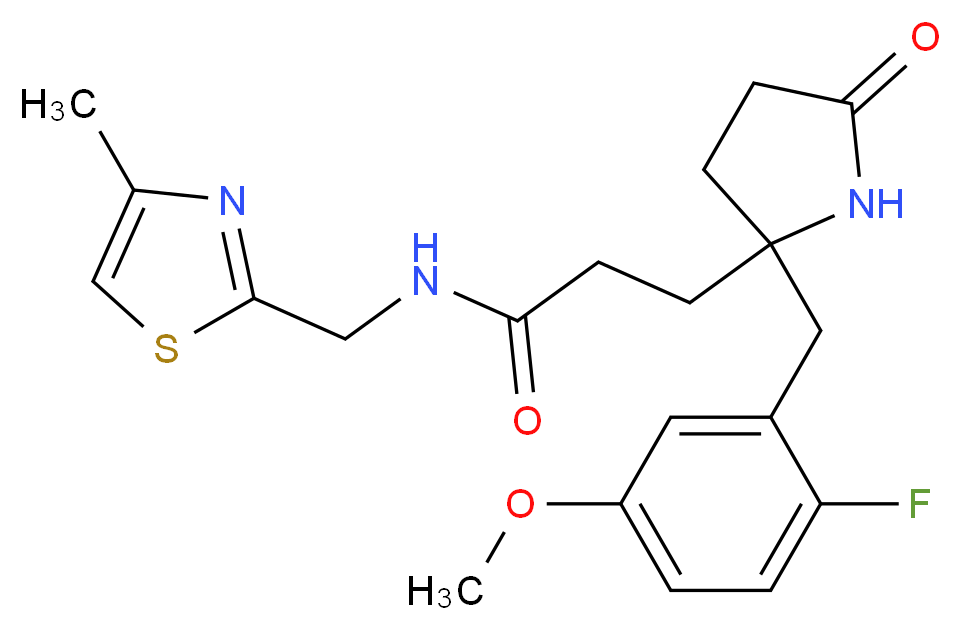 3-[2-(2-fluoro-5-methoxybenzyl)-5-oxo-2-pyrrolidinyl]-N-[(4-methyl-1,3-thiazol-2-yl)methyl]propanamide_分子结构_CAS_)