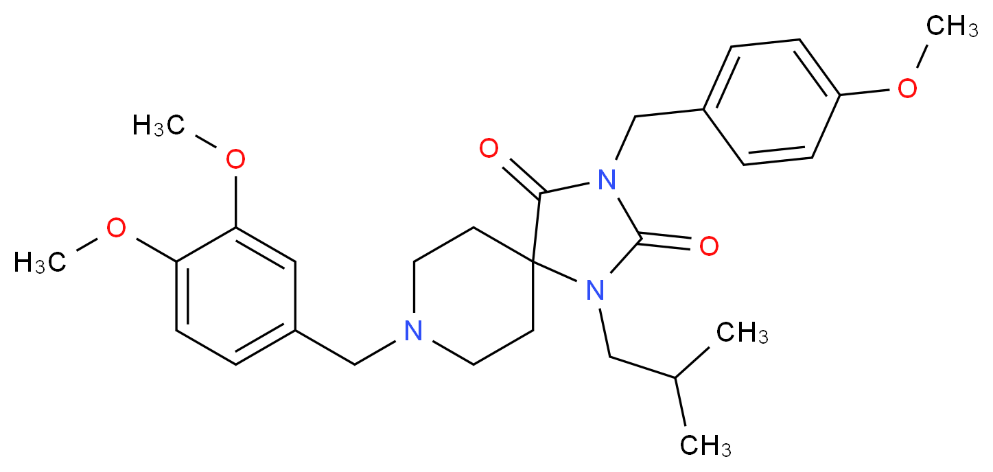 8-(3,4-dimethoxybenzyl)-1-isobutyl-3-(4-methoxybenzyl)-1,3,8-triazaspiro[4.5]decane-2,4-dione_分子结构_CAS_)