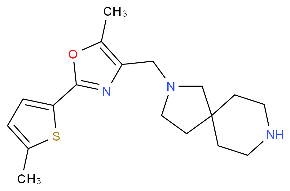 2-{[5-methyl-2-(5-methyl-2-thienyl)-1,3-oxazol-4-yl]methyl}-2,8-diazaspiro[4.5]decane_分子结构_CAS_)