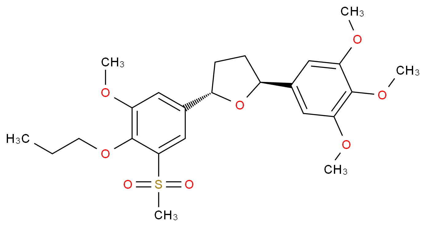 (2S,5S)-2-(3-methanesulfonyl-5-methoxy-4-propoxyphenyl)-5-(3,4,5-trimethoxyphenyl)oxolane_分子结构_CAS_113787-28-3