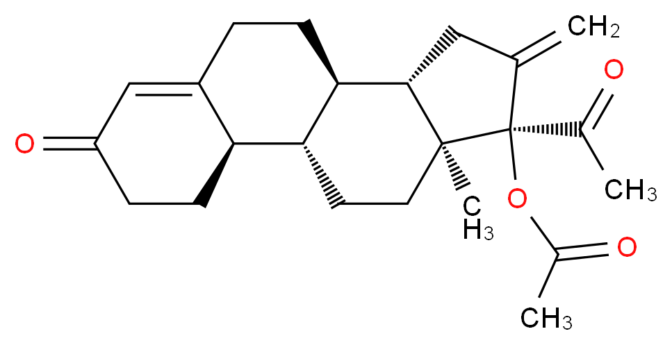 (1S,2R,10R,11S,14R,15S)-14-acetyl-15-methyl-13-methylidene-5-oxotetracyclo[8.7.0.0<sup>2</sup>,<sup>7</sup>.0<sup>1</sup><sup>1</sup>,<sup>1</sup><sup>5</sup>]heptadec-6-en-14-yl acetate_分子结构_CAS_7759-35-5