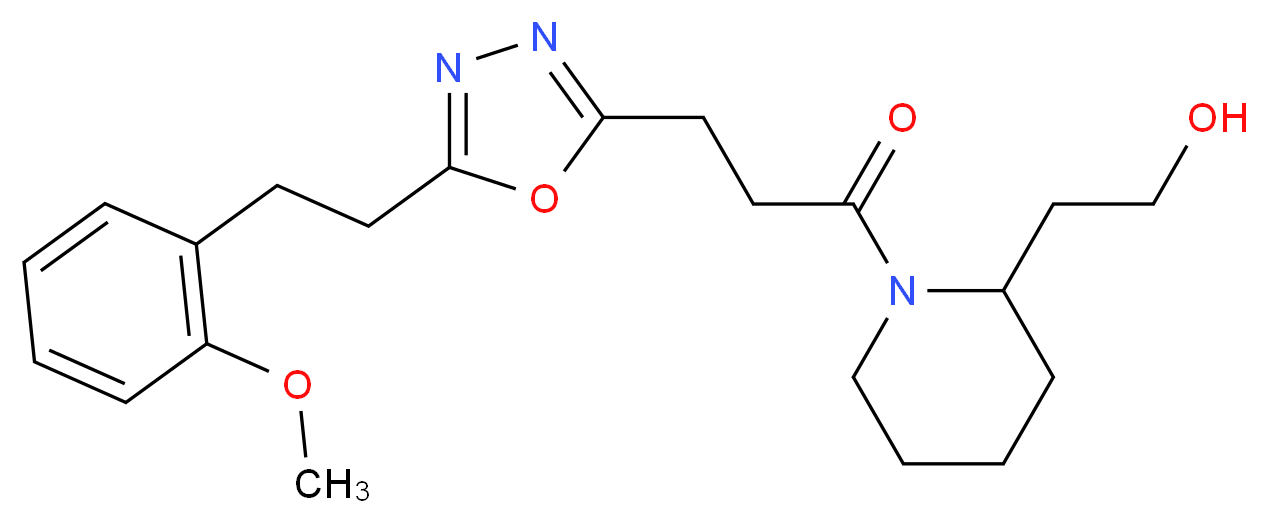 2-[1-(3-{5-[2-(2-methoxyphenyl)ethyl]-1,3,4-oxadiazol-2-yl}propanoyl)-2-piperidinyl]ethanol_分子结构_CAS_)