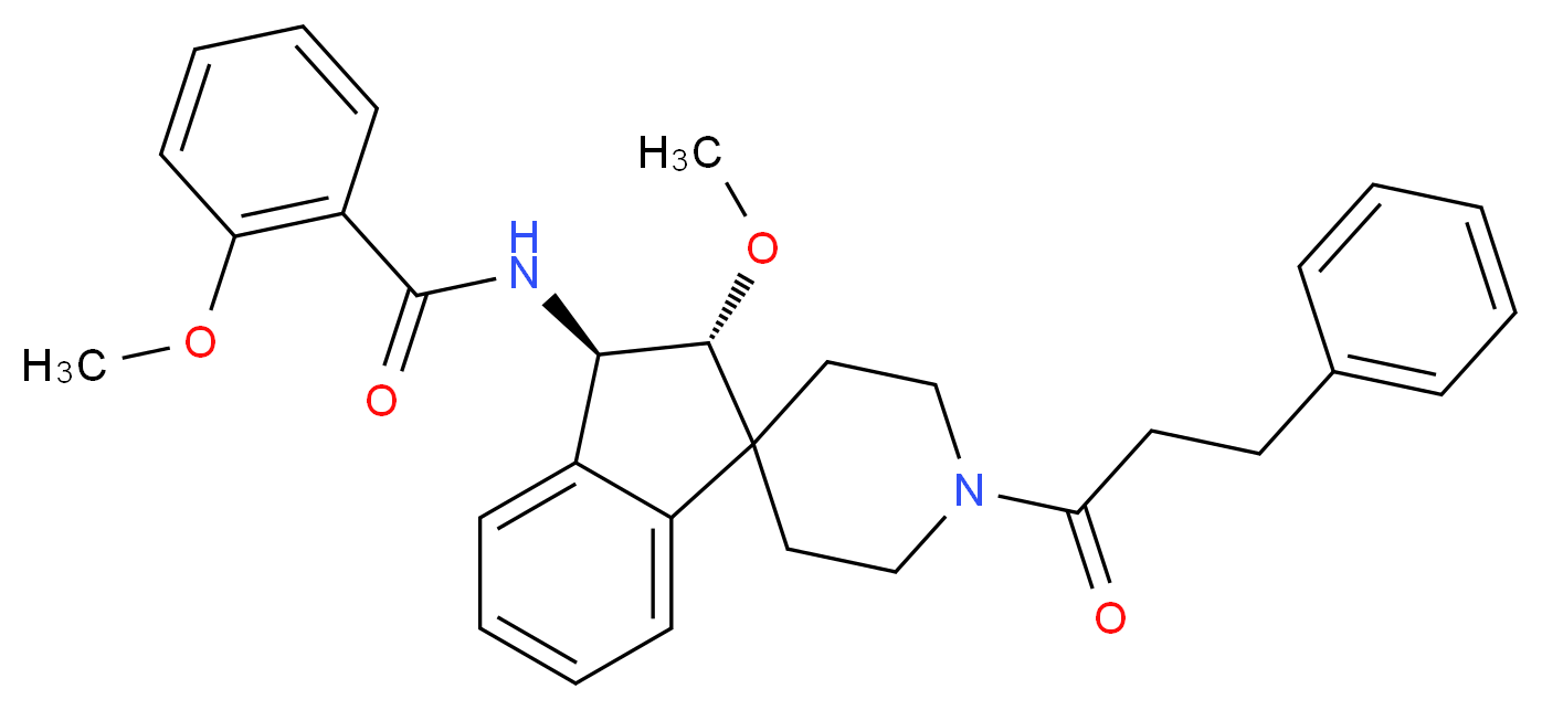 2-methoxy-N-[(2R*,3R*)-2-methoxy-1'-(3-phenylpropanoyl)-2,3-dihydrospiro[indene-1,4'-piperidin]-3-yl]benzamide_分子结构_CAS_)