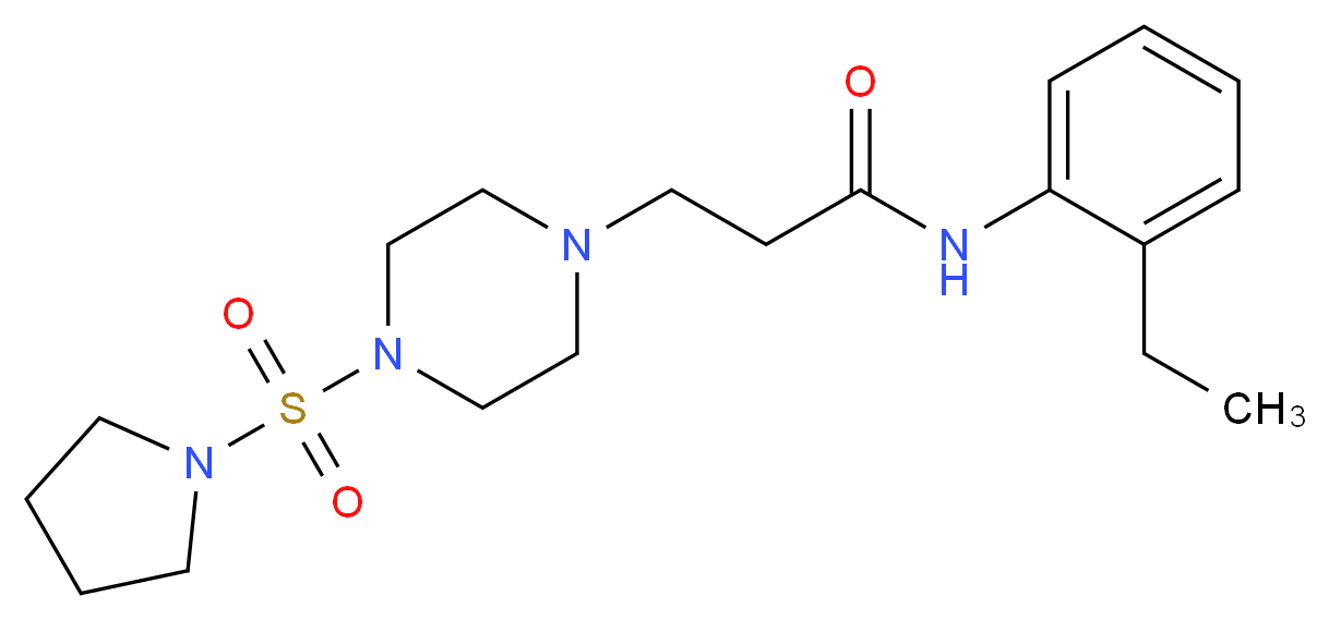 N-(2-ethylphenyl)-3-[4-(pyrrolidin-1-ylsulfonyl)piperazin-1-yl]propanamide_分子结构_CAS_)