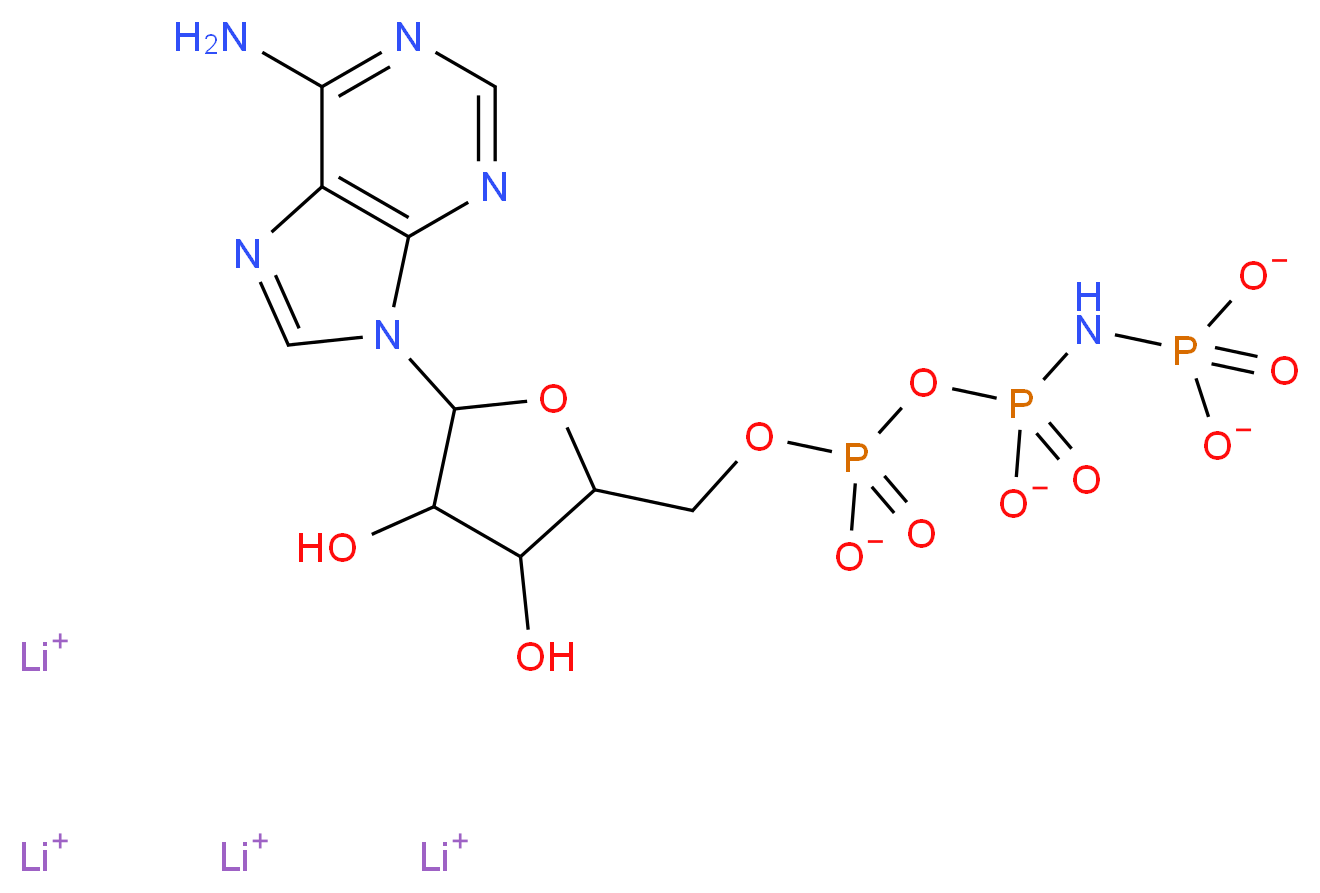 tetralithium(1+) ion {[({[5-(6-amino-9H-purin-9-yl)-3,4-dihydroxyoxolan-2-yl]methyl phosphonato}oxy)phosphinato]amino}phosphonate_分子结构_CAS_72957-42-7