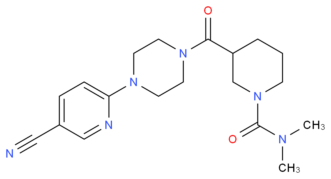3-{[4-(5-cyano-2-pyridinyl)-1-piperazinyl]carbonyl}-N,N-dimethyl-1-piperidinecarboxamide_分子结构_CAS_)