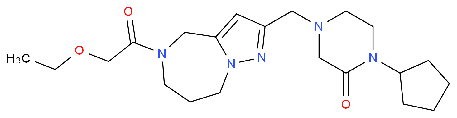 1-cyclopentyl-4-{[5-(ethoxyacetyl)-5,6,7,8-tetrahydro-4H-pyrazolo[1,5-a][1,4]diazepin-2-yl]methyl}-2-piperazinone_分子结构_CAS_)
