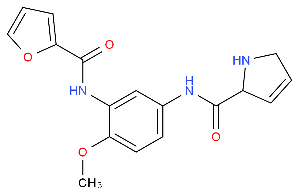 N-[3-(2-furoylamino)-4-methoxyphenyl]-2,5-dihydro-1H-pyrrole-2-carboxamide_分子结构_CAS_)