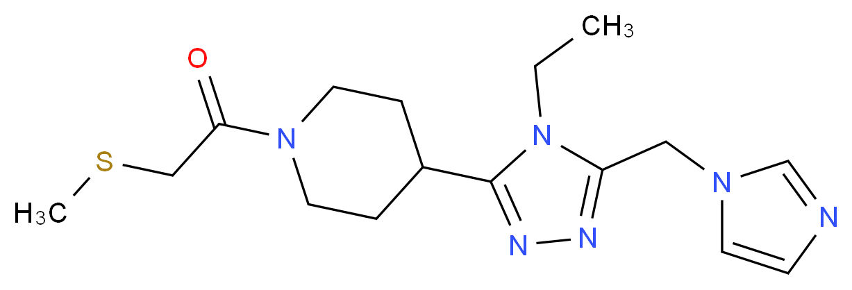 4-[4-ethyl-5-(1H-imidazol-1-ylmethyl)-4H-1,2,4-triazol-3-yl]-1-[(methylthio)acetyl]piperidine_分子结构_CAS_)