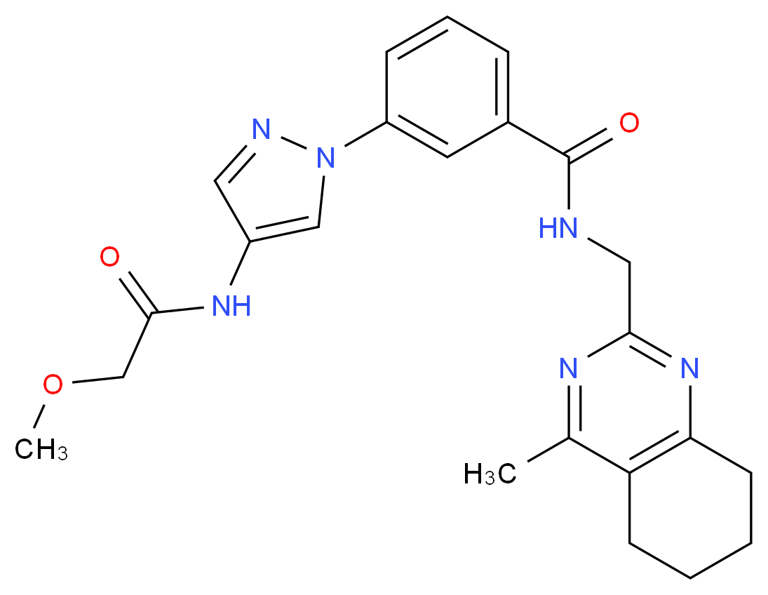 3-{4-[(methoxyacetyl)amino]-1H-pyrazol-1-yl}-N-[(4-methyl-5,6,7,8-tetrahydro-2-quinazolinyl)methyl]benzamide_分子结构_CAS_)