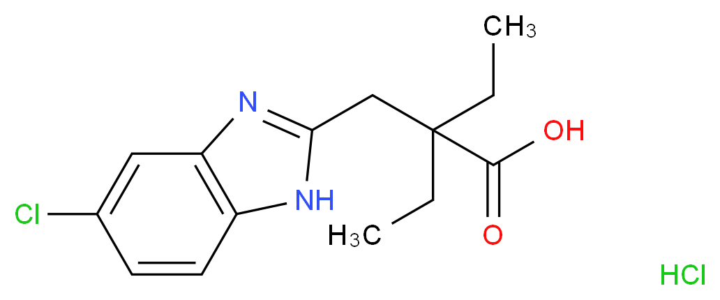 2-[(5-chloro-1H-1,3-benzodiazol-2-yl)methyl]-2-ethylbutanoic acid hydrochloride_分子结构_CAS_)
