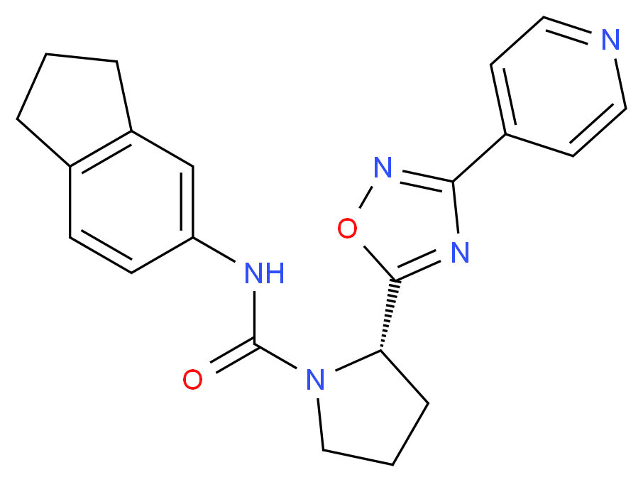 (2S)-N-(2,3-dihydro-1H-inden-5-yl)-2-(3-pyridin-4-yl-1,2,4-oxadiazol-5-yl)pyrrolidine-1-carboxamide_分子结构_CAS_)