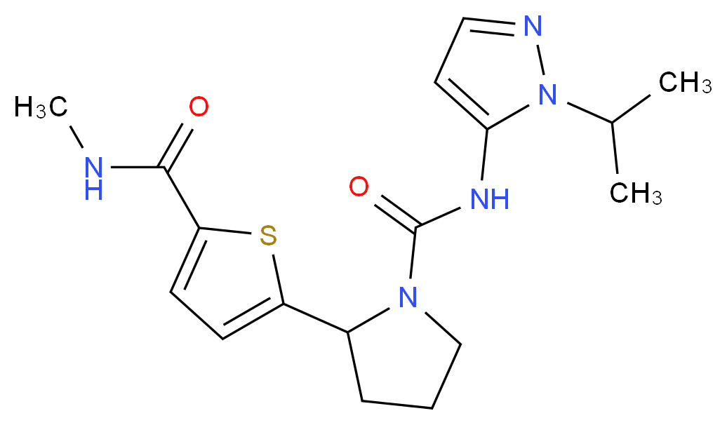 N-(1-isopropyl-1H-pyrazol-5-yl)-2-{5-[(methylamino)carbonyl]-2-thienyl}pyrrolidine-1-carboxamide_分子结构_CAS_)