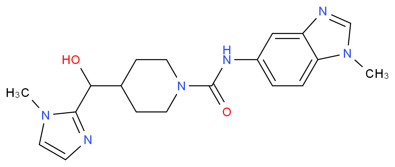 4-[hydroxy(1-methyl-1H-imidazol-2-yl)methyl]-N-(1-methyl-1H-benzimidazol-5-yl)piperidine-1-carboxamide_分子结构_CAS_)