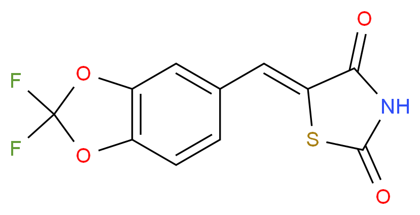 (5E)-5-[(2,2-DIFLUORO-1,3-BENZODIOXOL-5-YL)METHYLENE]-1,3-THIAZOLIDINE-2,4-DIONE_分子结构_CAS_)