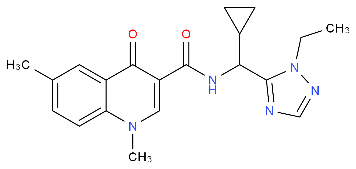 N-[cyclopropyl(1-ethyl-1H-1,2,4-triazol-5-yl)methyl]-1,6-dimethyl-4-oxo-1,4-dihydroquinoline-3-carboxamide_分子结构_CAS_)