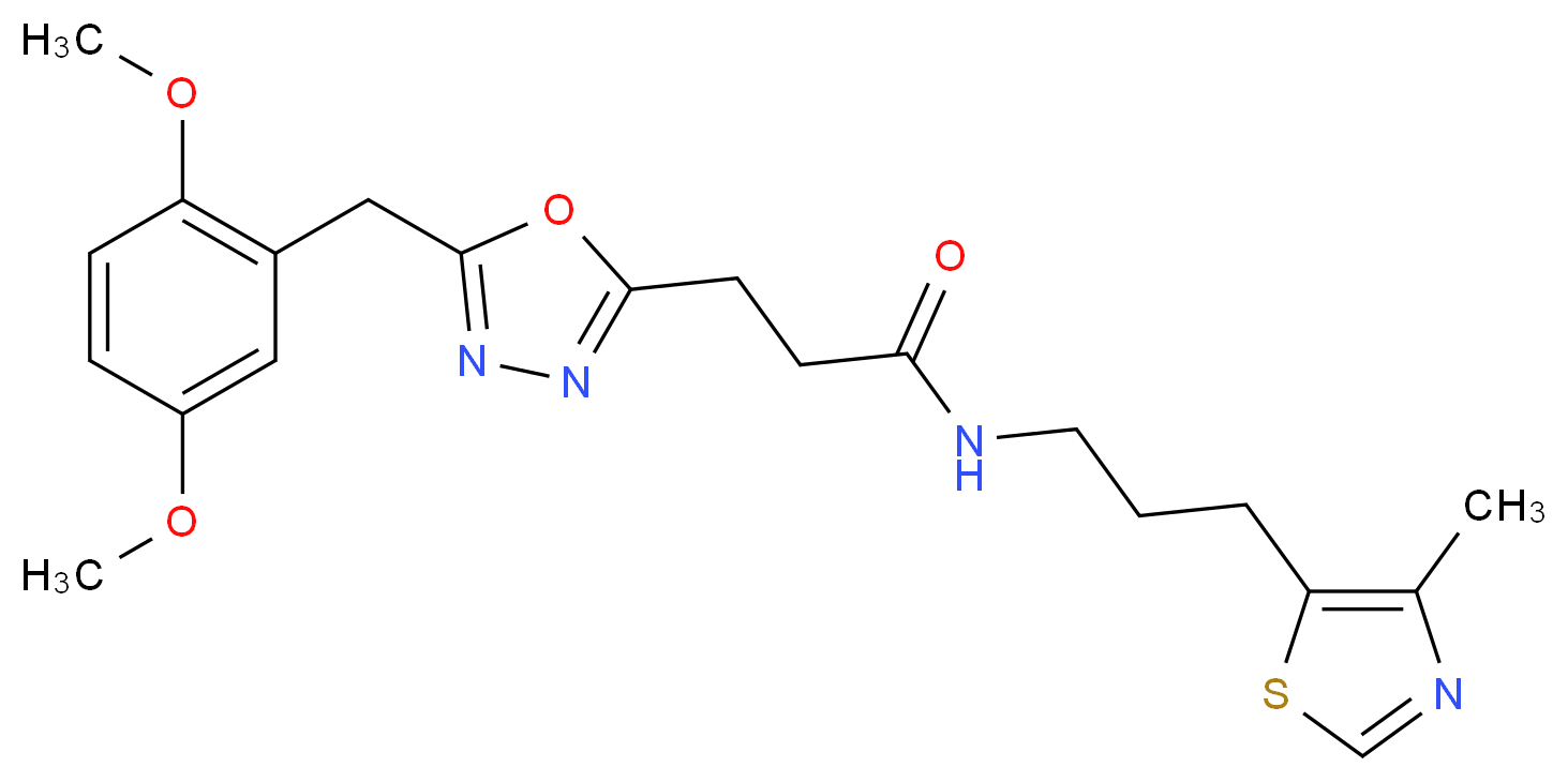 3-[5-(2,5-dimethoxybenzyl)-1,3,4-oxadiazol-2-yl]-N-[3-(4-methyl-1,3-thiazol-5-yl)propyl]propanamide_分子结构_CAS_)