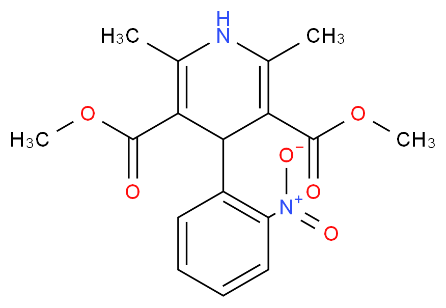 Dimethyl 2,6-dimethyl-4-(2-nitrophenyl)-1,4-dihydro-3,5-pyridinedicarboxylate_分子结构_CAS_21829-25-4)