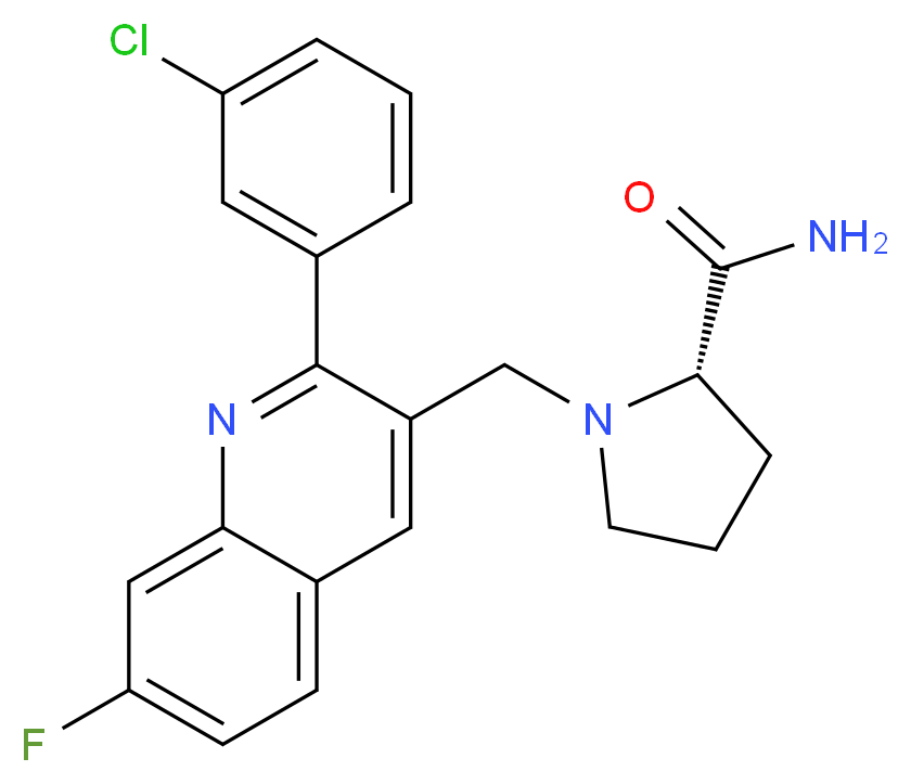 1-{[2-(3-chlorophenyl)-7-fluoro-3-quinolinyl]methyl}-L-prolinamide_分子结构_CAS_)