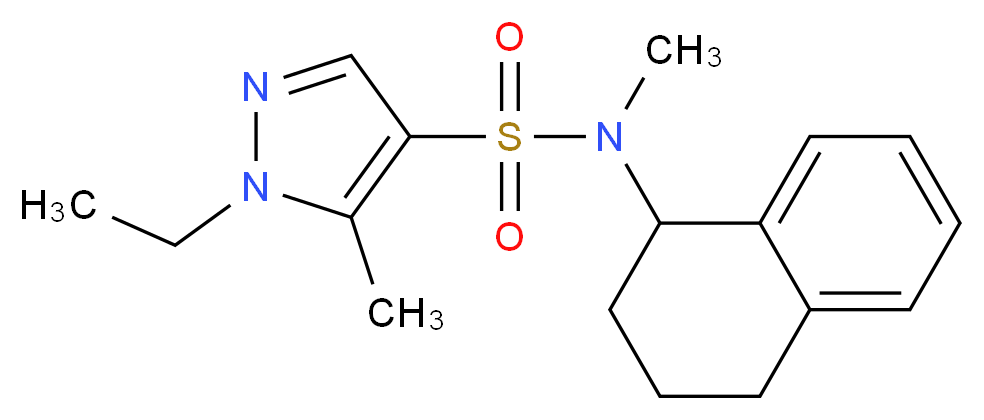 1-ethyl-N,5-dimethyl-N-(1,2,3,4-tetrahydro-1-naphthalenyl)-1H-pyrazole-4-sulfonamide_分子结构_CAS_)