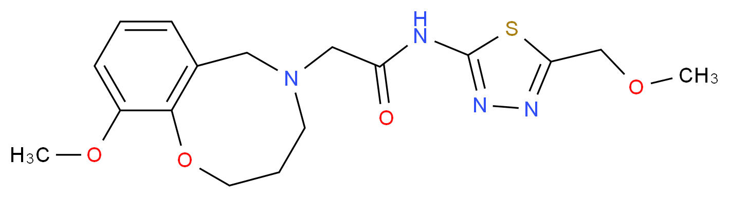 2-(10-methoxy-3,4-dihydro-2H-1,5-benzoxazocin-5(6H)-yl)-N-[5-(methoxymethyl)-1,3,4-thiadiazol-2-yl]acetamide_分子结构_CAS_)