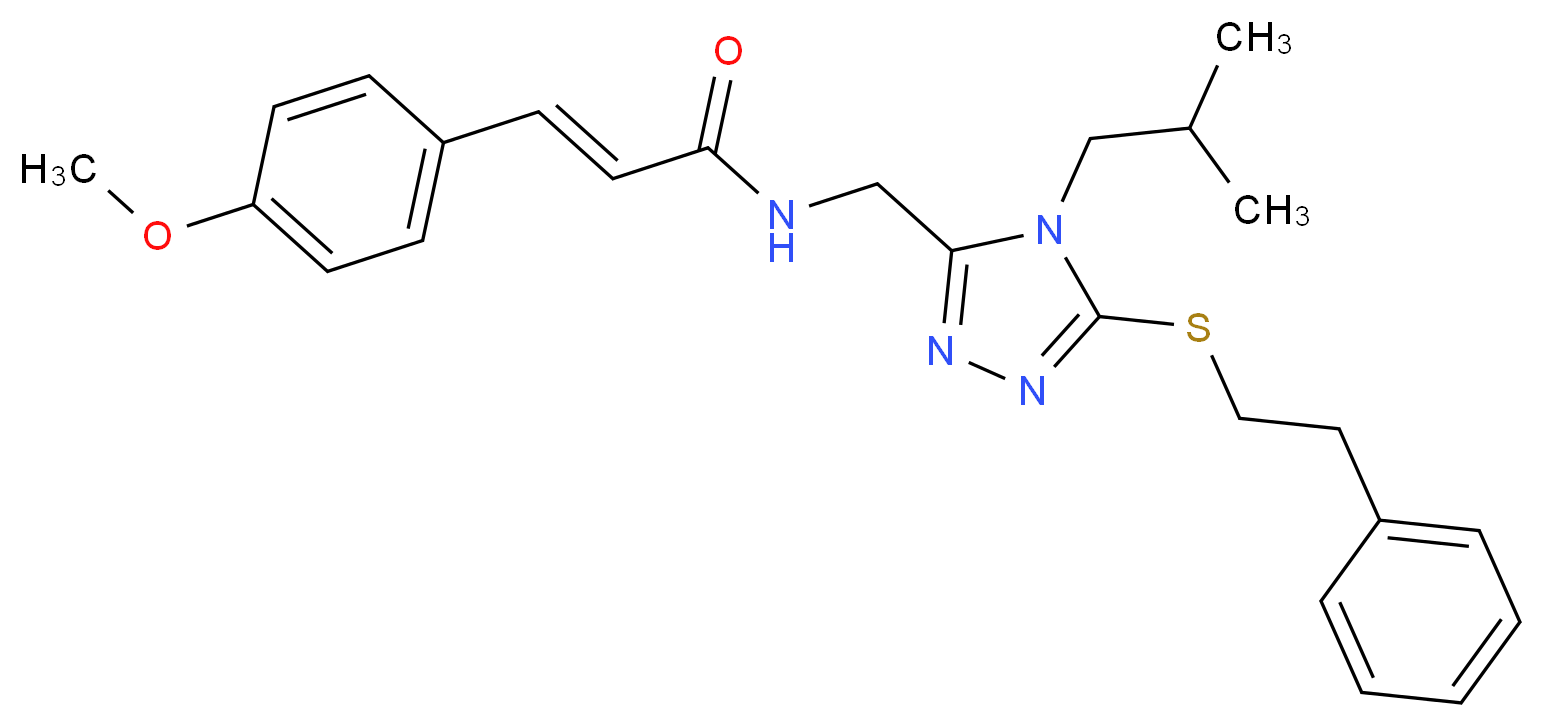 (2E)-N-({4-isobutyl-5-[(2-phenylethyl)thio]-4H-1,2,4-triazol-3-yl}methyl)-3-(4-methoxyphenyl)acrylamide_分子结构_CAS_)