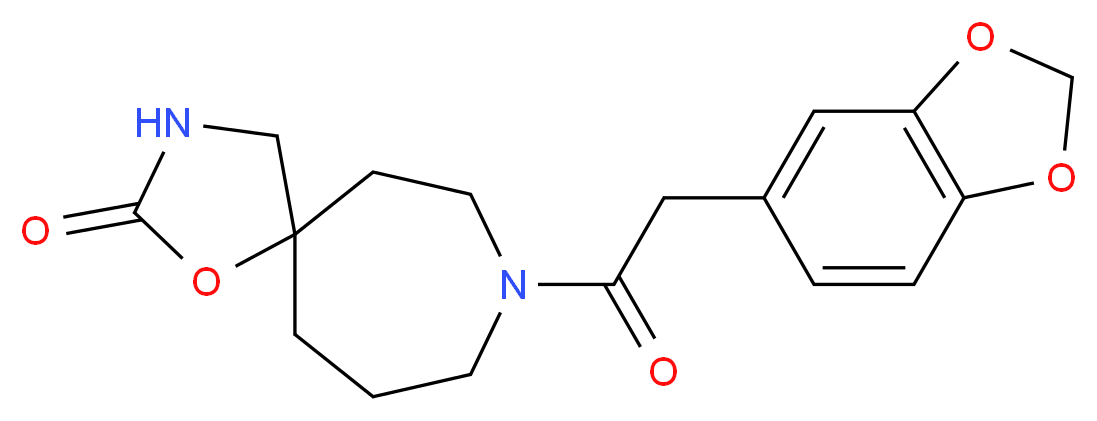 8-(1,3-benzodioxol-5-ylacetyl)-1-oxa-3,8-diazaspiro[4.6]undecan-2-one_分子结构_CAS_)
