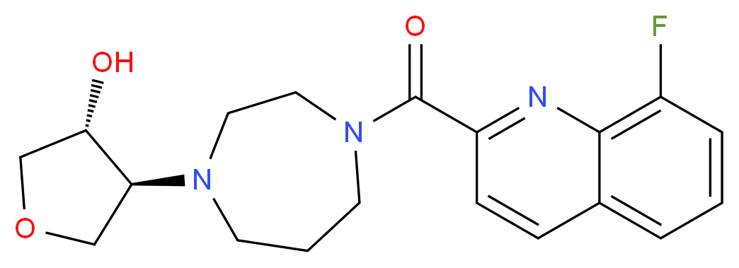 (3R*,4S*)-4-{4-[(8-fluoro-2-quinolinyl)carbonyl]-1,4-diazepan-1-yl}tetrahydro-3-furanol_分子结构_CAS_)