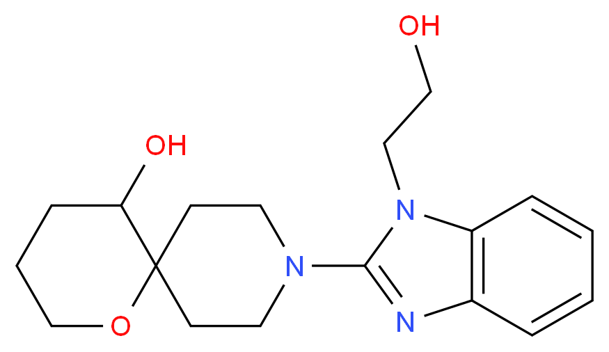 9-[1-(2-hydroxyethyl)-1H-benzimidazol-2-yl]-1-oxa-9-azaspiro[5.5]undecan-5-ol_分子结构_CAS_)