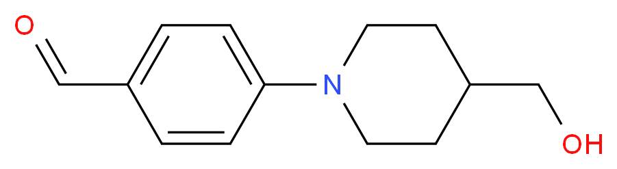 4-[4-(Hydroxymethyl)piperidino]benzenecarbaldehyde_分子结构_CAS_)