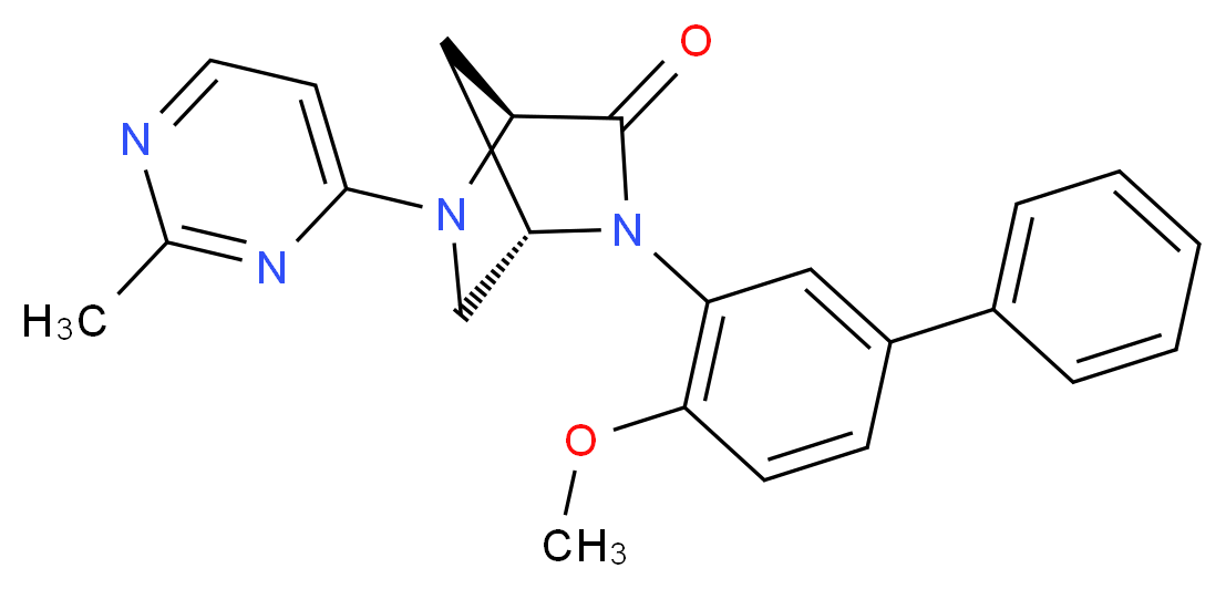 (1S*,4S*)-2-(4-methoxy-3-biphenylyl)-5-(2-methyl-4-pyrimidinyl)-2,5-diazabicyclo[2.2.1]heptan-3-one_分子结构_CAS_)