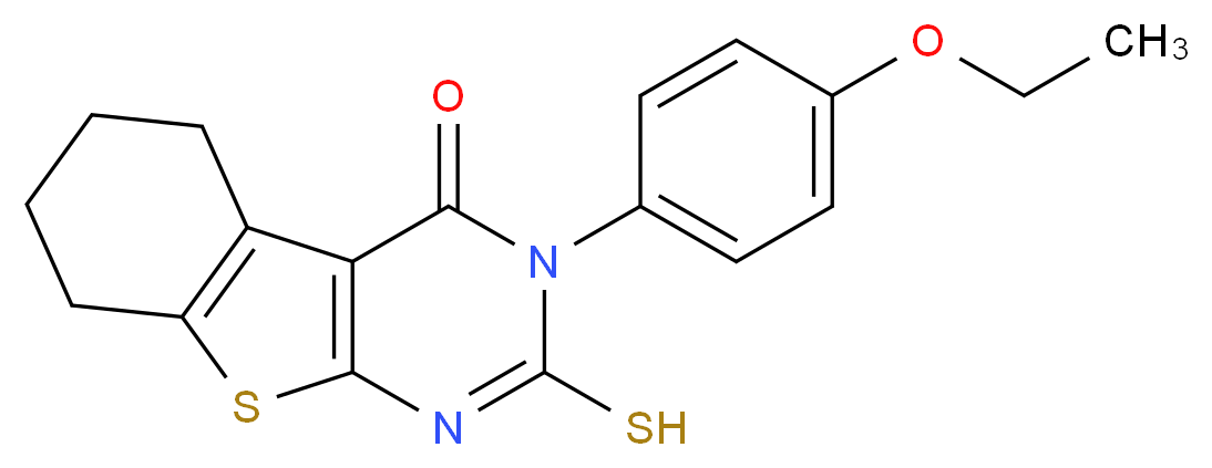 3-(4-Ethoxy-phenyl)-2-mercapto-5,6,7,8-tetrahydro-3H-benzo[4,5]thieno[2,3-d]pyrimidin-4-one_分子结构_CAS_65234-03-9)