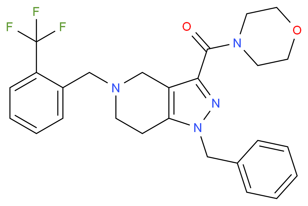 1-benzyl-3-(4-morpholinylcarbonyl)-5-[2-(trifluoromethyl)benzyl]-4,5,6,7-tetrahydro-1H-pyrazolo[4,3-c]pyridine_分子结构_CAS_)