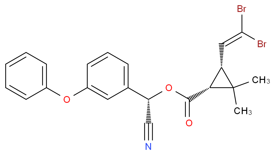 (S)-cyano(3-phenoxyphenyl)methyl (1R,3R)-3-(2,2-dibromoethenyl)-2,2-dimethylcyclopropane-1-carboxylate_分子结构_CAS_52918-63-5