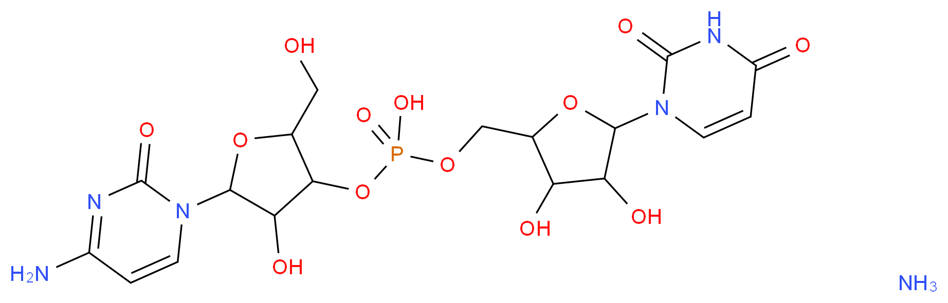 {[5-(4-amino-2-oxo-1,2-dihydropyrimidin-1-yl)-4-hydroxy-2-(hydroxymethyl)oxolan-3-yl]oxy}({[5-(2,4-dioxo-1,2,3,4-tetrahydropyrimidin-1-yl)-3,4-dihydroxyoxolan-2-yl]methoxy})phosphinic acid amine_分子结构_CAS_27552-97-2