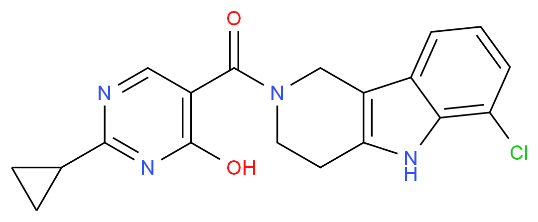 5-[(6-chloro-1,3,4,5-tetrahydro-2H-pyrido[4,3-b]indol-2-yl)carbonyl]-2-cyclopropylpyrimidin-4-ol_分子结构_CAS_)