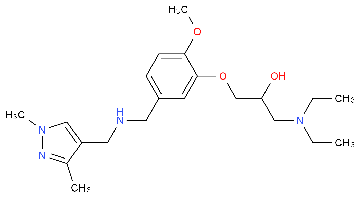 1-(diethylamino)-3-[5-({[(1,3-dimethyl-1H-pyrazol-4-yl)methyl]amino}methyl)-2-methoxyphenoxy]-2-propanol_分子结构_CAS_)