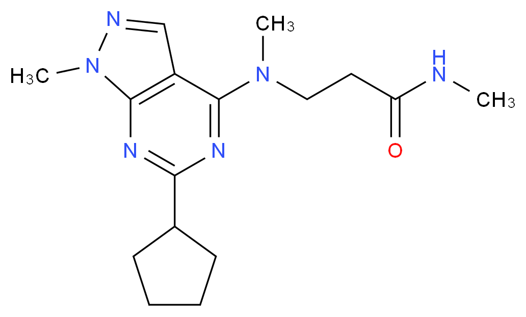 N~3~-(6-cyclopentyl-1-methyl-1H-pyrazolo[3,4-d]pyrimidin-4-yl)-N~1~,N~3~-dimethyl-beta-alaninamide_分子结构_CAS_)