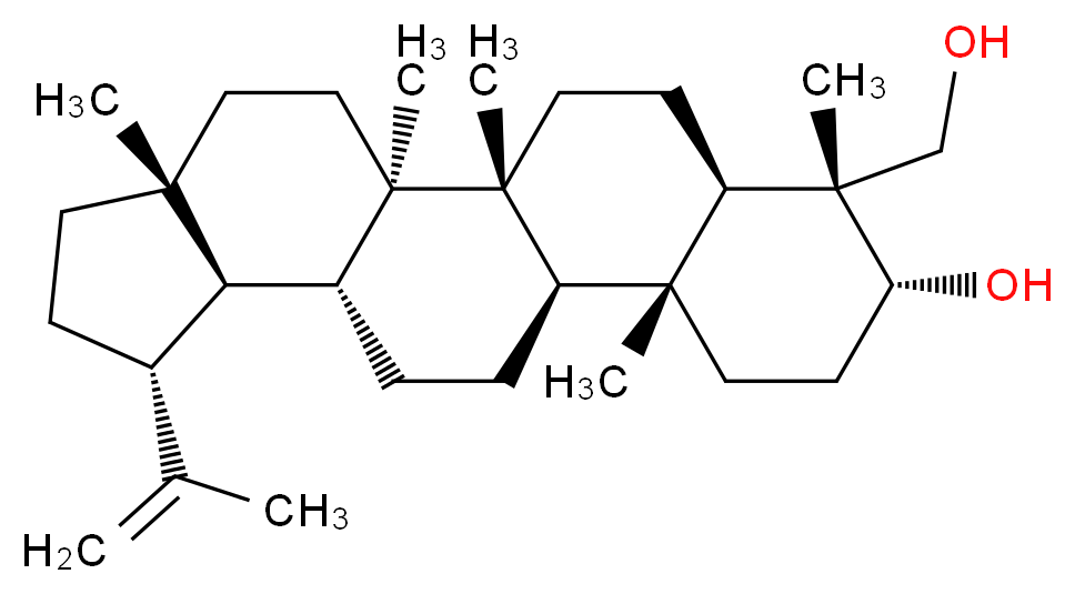 (1R,2R,5R,8R,9R,10R,13R,14R,17R,18R,19R)-18-(hydroxymethyl)-1,2,5,14,18-pentamethyl-8-(prop-1-en-2-yl)pentacyclo[11.8.0.0<sup>2</sup>,<sup>1</sup><sup>0</sup>.0<sup>5</sup>,<sup>9</sup>.0<sup>1</sup><sup>4</sup>,<sup>1</sup><sup>9</sup>]henicosan-17-ol_分子结构_CAS_32451-85-7