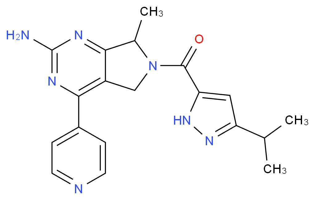 6-[(3-isopropyl-1H-pyrazol-5-yl)carbonyl]-7-methyl-4-pyridin-4-yl-6,7-dihydro-5H-pyrrolo[3,4-d]pyrimidin-2-amine_分子结构_CAS_)