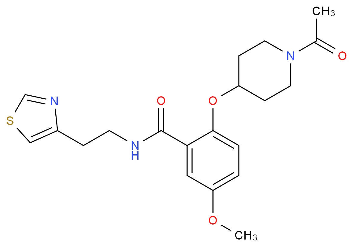 2-[(1-acetyl-4-piperidinyl)oxy]-5-methoxy-N-[2-(1,3-thiazol-4-yl)ethyl]benzamide_分子结构_CAS_)